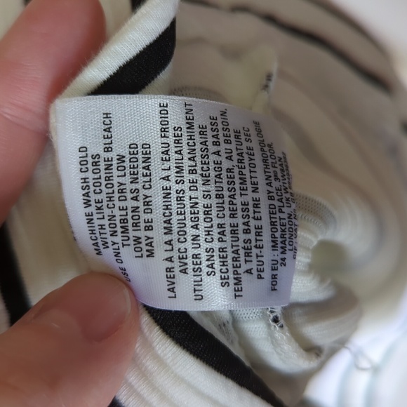 Maeve | Anthropologie Mitred Black & White Striped Fit & Flare Dress Size 8 P - Picture 9 of 12